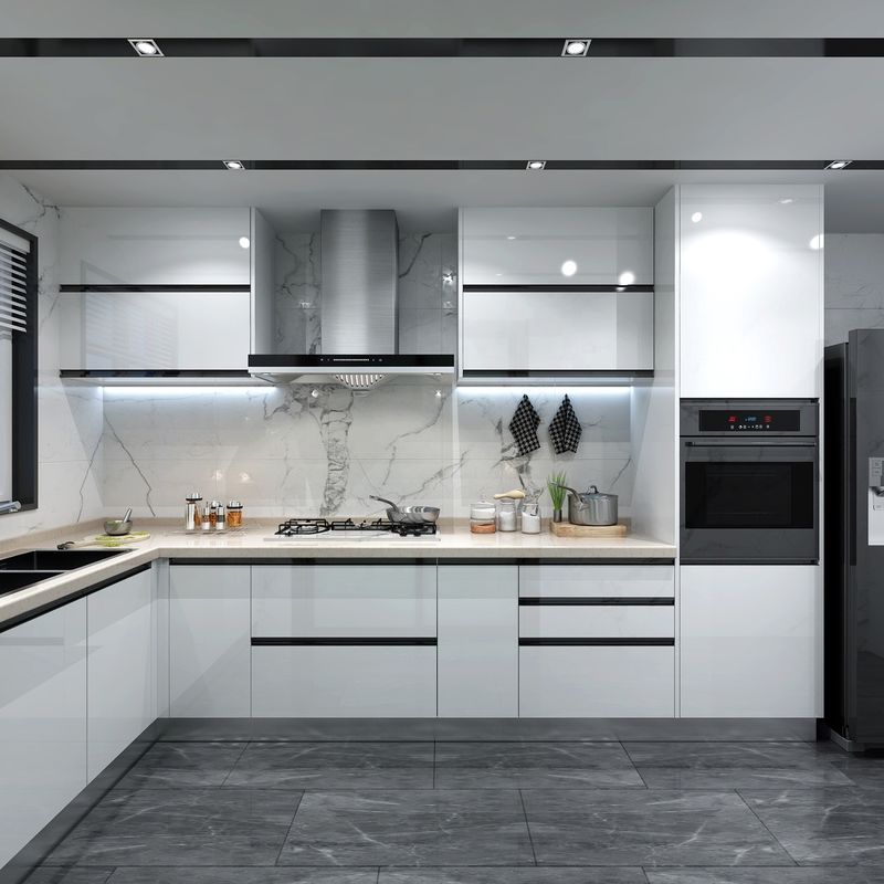 Muy resistente al agua / OEM gabinete de cocina brillante para cocina de casa estilo de diseño moderno