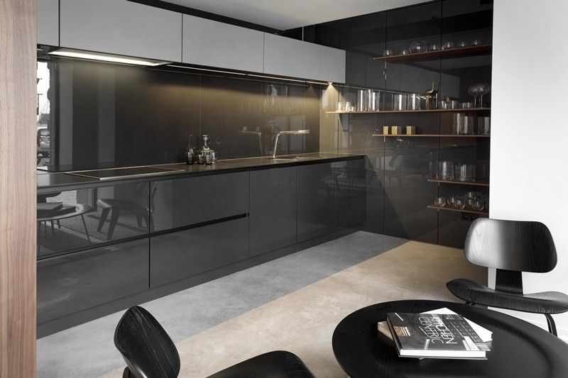 Muy resistente al agua / OEM gabinete de cocina brillante para cocina de casa estilo de diseño moderno