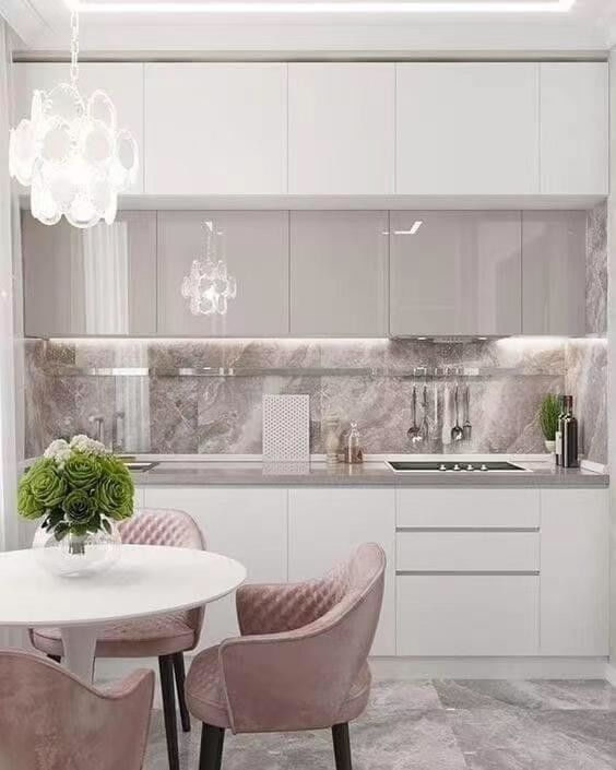 Cabinet de cocina de color brillante de chapa de diseño de muebles