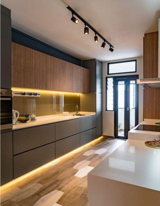 Armarios de muebles de cocina de color carilla personalizados con deslizador de cajón y diseño moderno