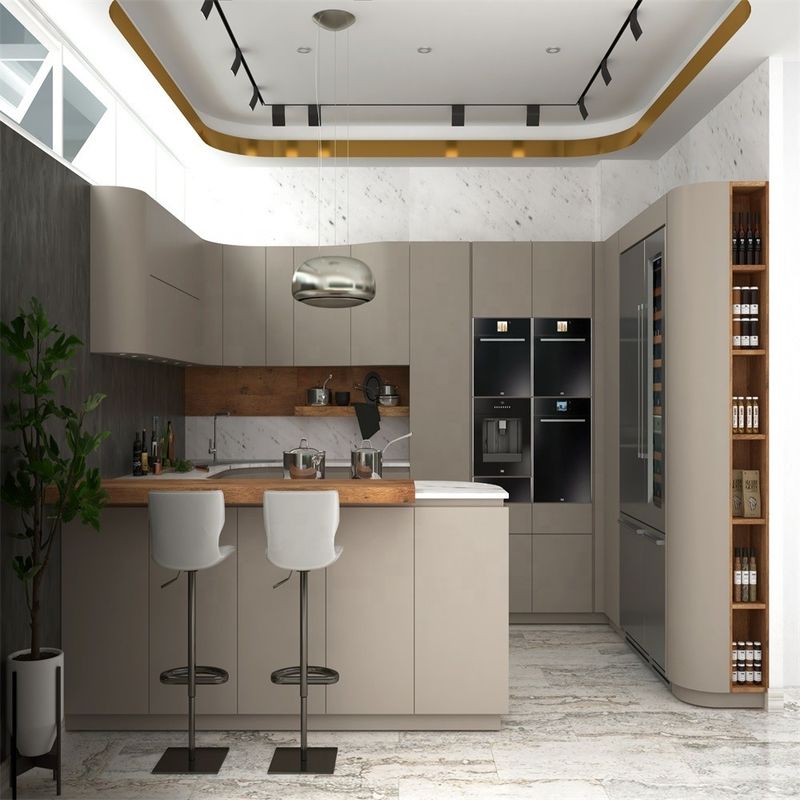 Diseño moderno YALIG Armarios de cocina de madera de color mate con cajones en blanco y negro