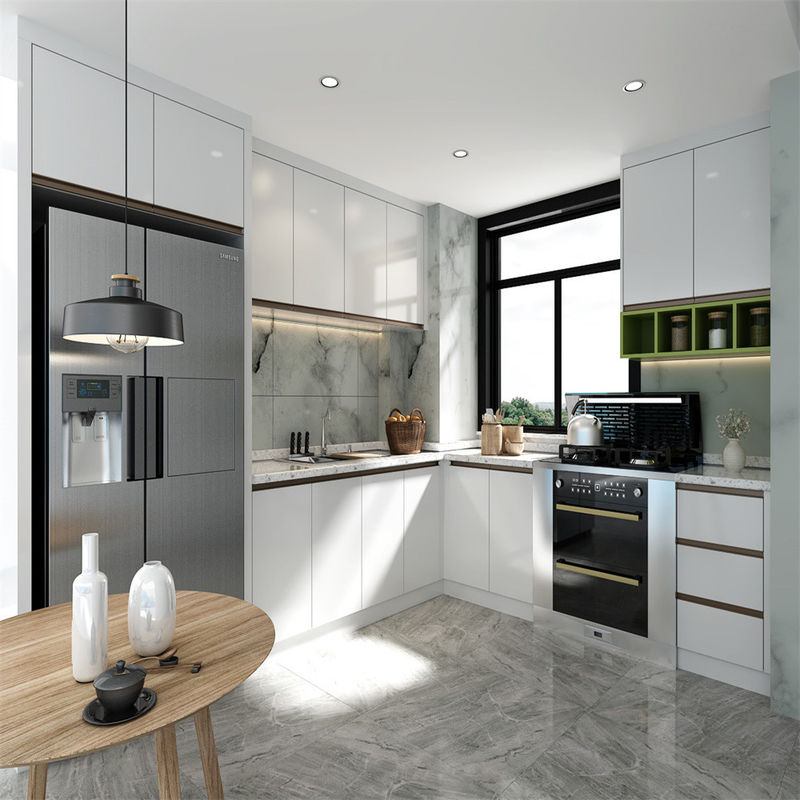 Diseño moderno YALIG Armarios de cocina de madera de color mate con cajones en blanco y negro
