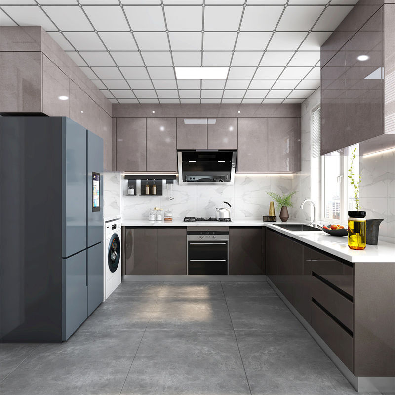 Diseño moderno YALIG Armarios de cocina de madera de color mate con cajones en blanco y negro
