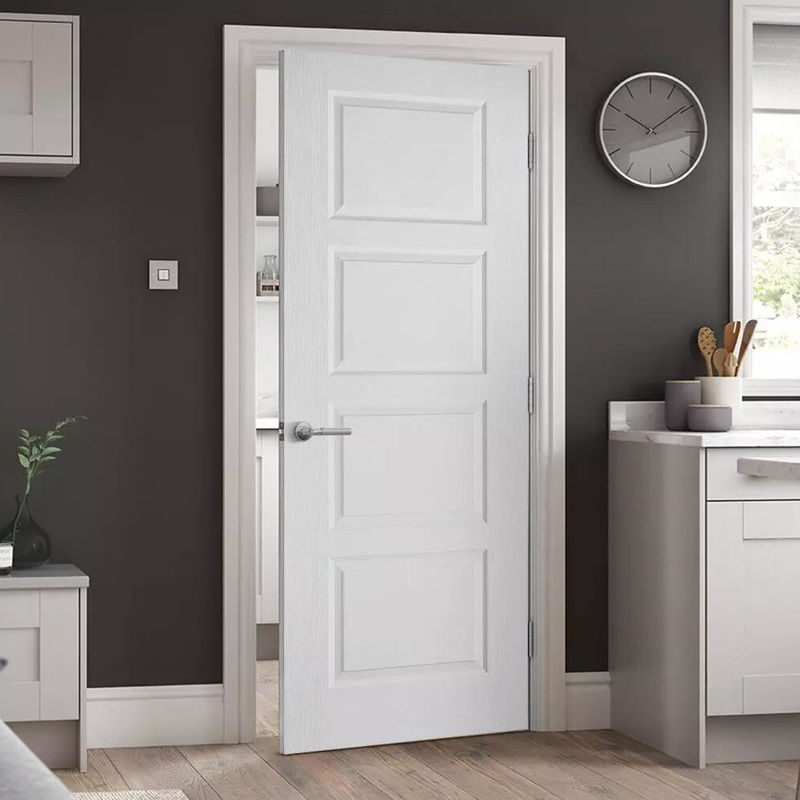 Interior MDF Puertas de habitación de madera de color personalizado Diseño moderno con chapa de madera sólida