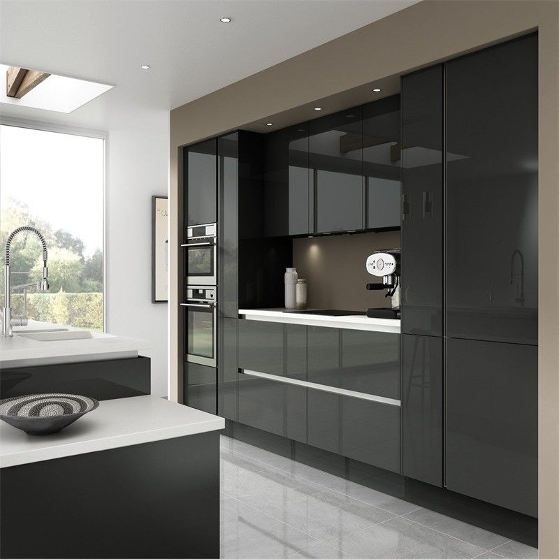 El gabinete de cocina de madera contrachapada gris de gama alta YALIG con ventaja impermeable y resistente al fuego