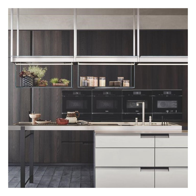 Armarios de cocina modulares 2024 Color de chapa personalizado para cocina de lujo de madera moderna