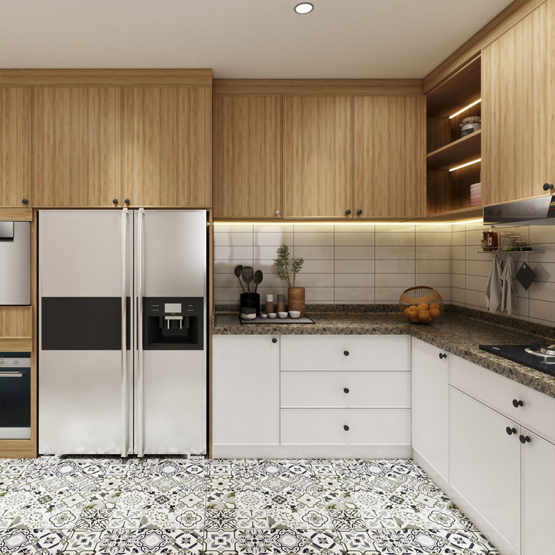 Color de carilla de diseño moderno Modular gabinetes de cocina de madera sólida