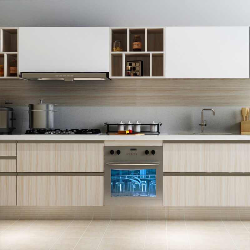 Color de carilla de diseño moderno Modular gabinetes de cocina de madera sólida