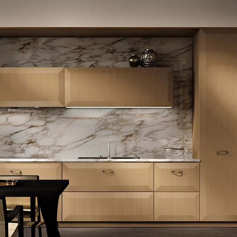Color de carilla de diseño moderno Modular gabinetes de cocina de madera sólida