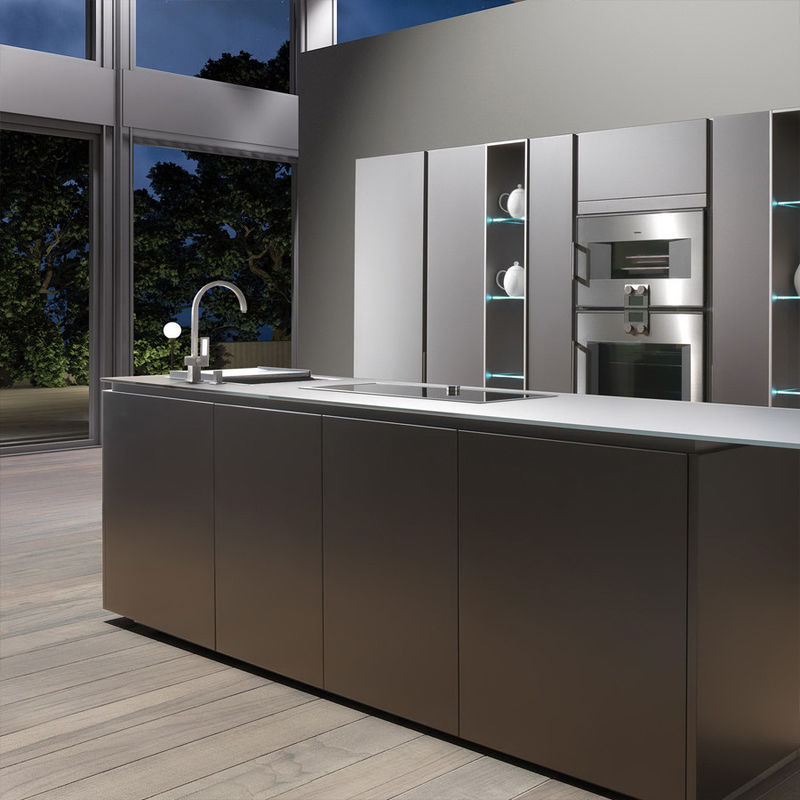 Color de carilla de diseño moderno Modular gabinetes de cocina de madera sólida