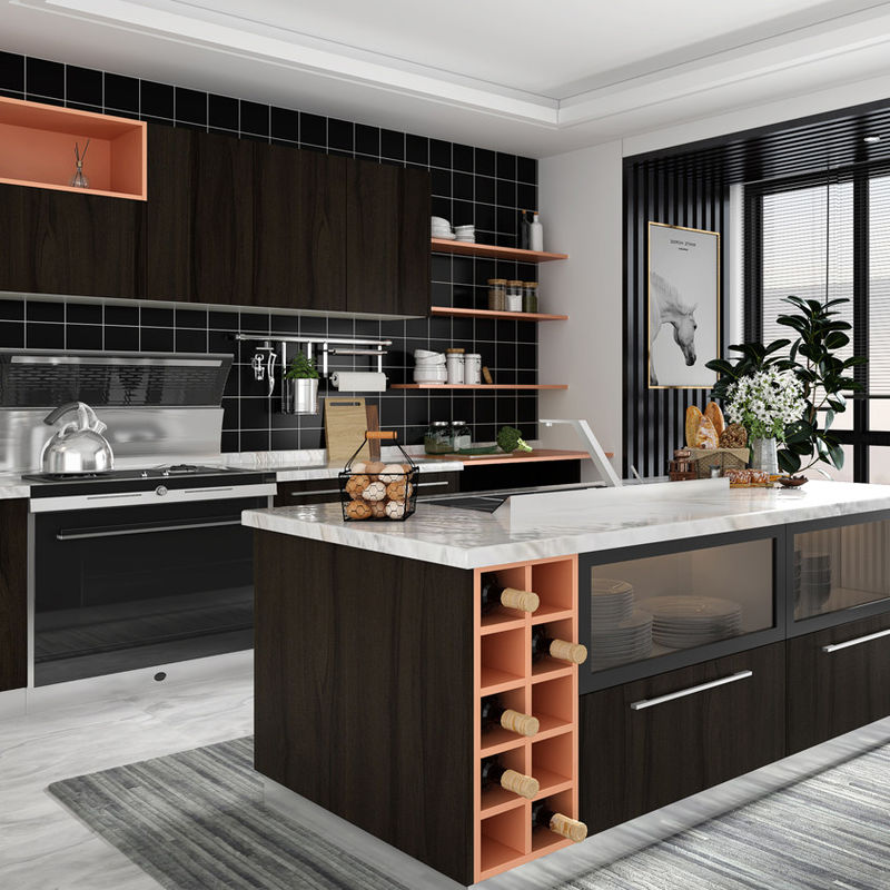 Cabinetes de cocina de estilo villa europeo a prueba de agua a prueba de fuego