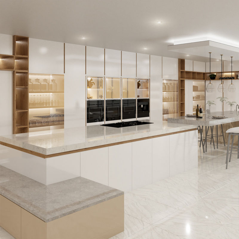 Cabinetes de cocina de estilo villa europeo a prueba de agua a prueba de fuego