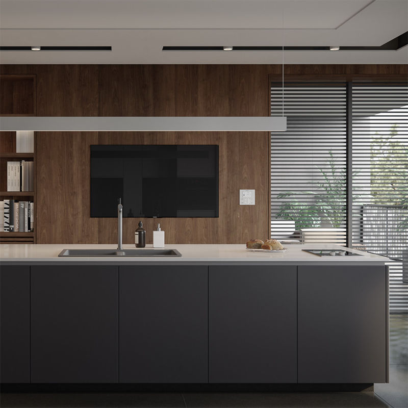 Cabinet de cocina de madera personalizado con color de carilla y accesorios para contenedores de residuos