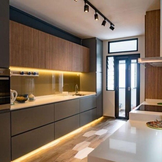 Armarios de cocina de color de chapa personalizados para villa / apartamento moderno y duradero