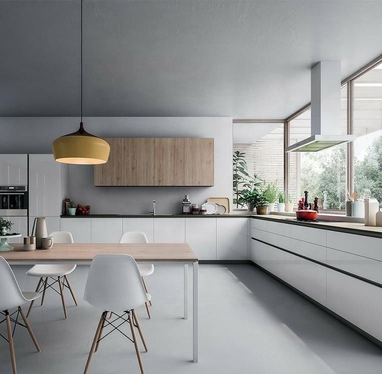 En todo el mundo estilo chino de madera personalizado gabinete blanco conjunto para villa / apartamento