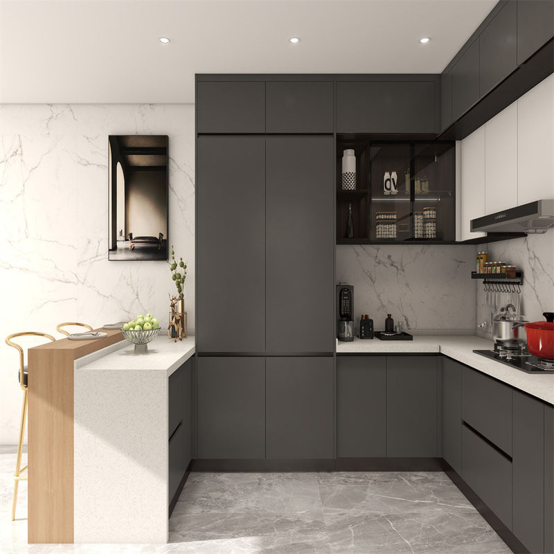 Transforme su cocina con gabinetes de madera gris y puertas de MDF personalizables de YALIG