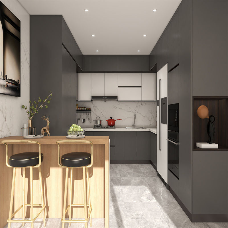 Transforme su cocina con gabinetes de madera gris y puertas de MDF personalizables de YALIG
