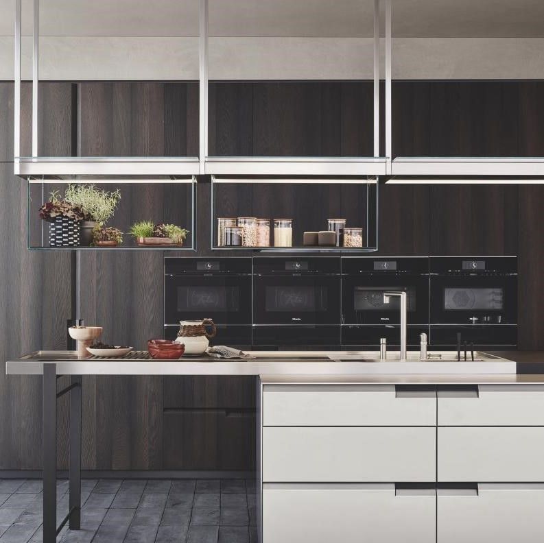 Set de gabinete de cocina chino moderno con mano de obra fina y bordes de escritorio de borde plano