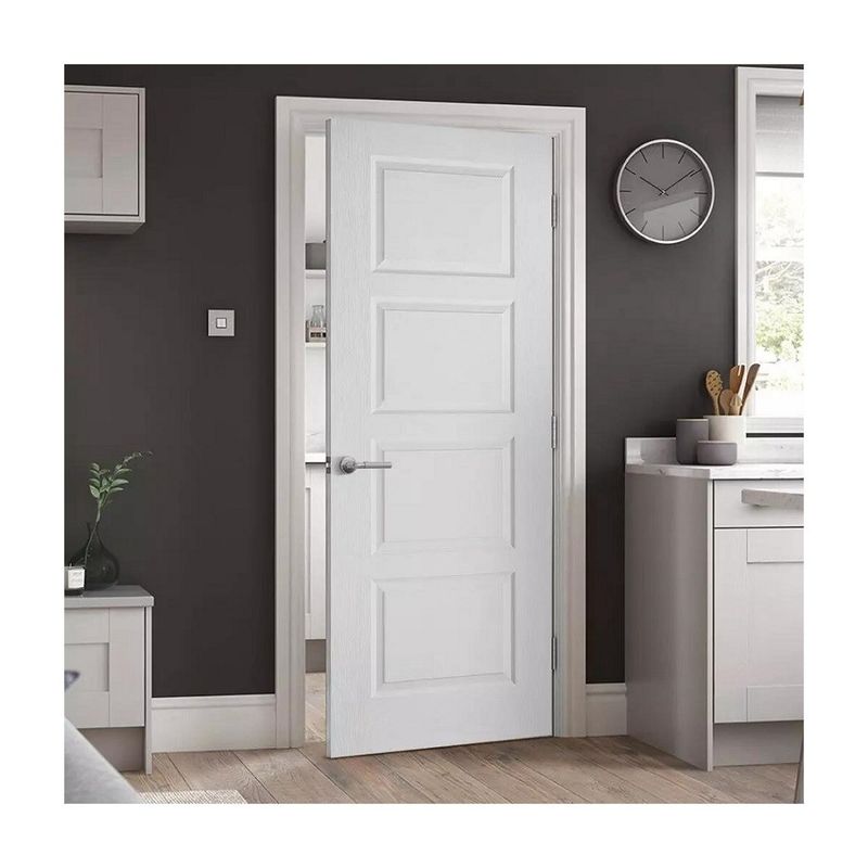 Material MDF tamaño personalizado Puerta de dormitorio interior blanca con marco y apertura lateral