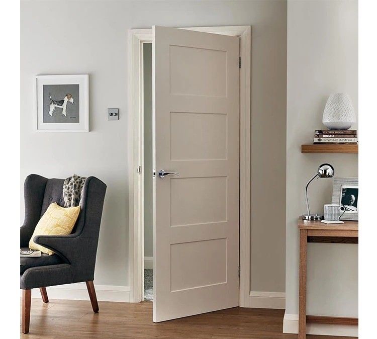 Material MDF tamaño personalizado Puerta de dormitorio interior blanca con marco y apertura lateral