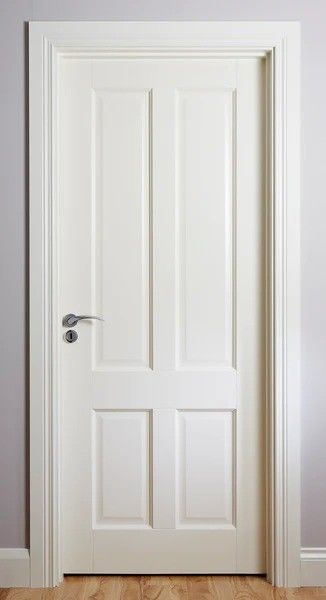Material MDF tamaño personalizado Puerta de dormitorio interior blanca con marco y apertura lateral