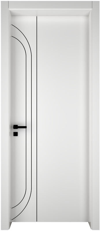 Material MDF tamaño personalizado Puerta de dormitorio interior blanca con marco y apertura lateral