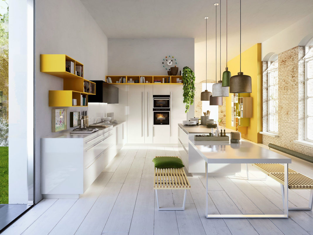 Blum Hardware y acabado de chapa YALIG Smart Shaker gabinete de cocina para el apartamento
