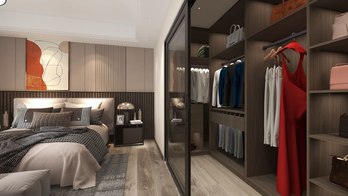 Armario de dormitorio personalizado de madera MR HDF de alta gama para los requisitos de estilo moderno