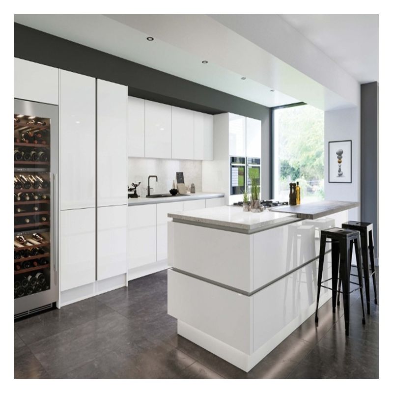 Armarios de cocina modulares personalizados con diseño sin pintura brillante y panel de puerta del agitador