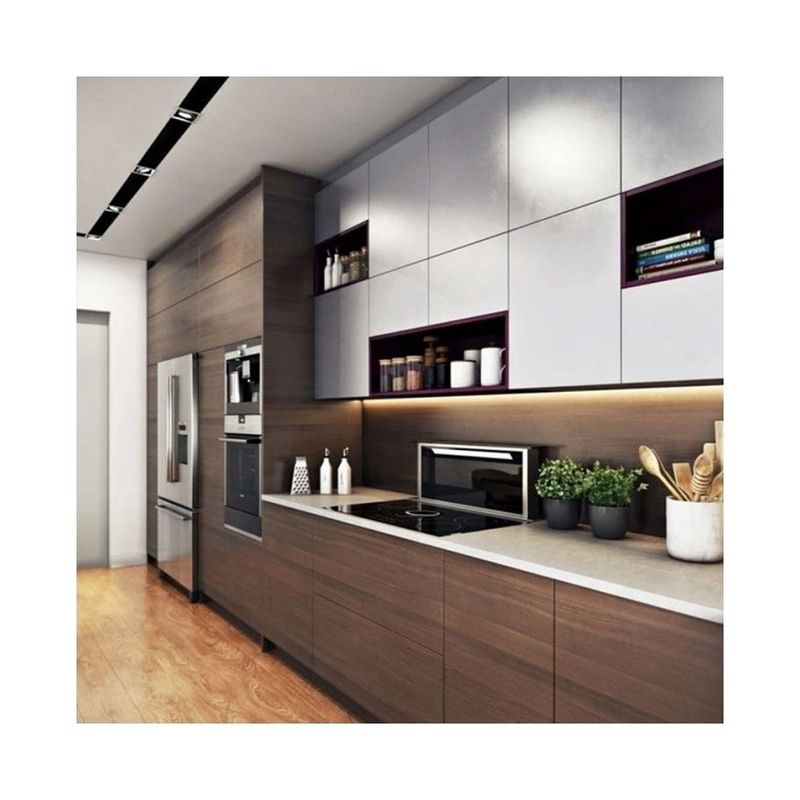 Blum cajón equipado tamaño personalizado lujo diseño moderno gabinete de la pared de la cocina impermeable