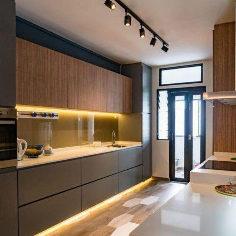 Blum cajón equipado tamaño personalizado lujo diseño moderno gabinete de la pared de la cocina impermeable