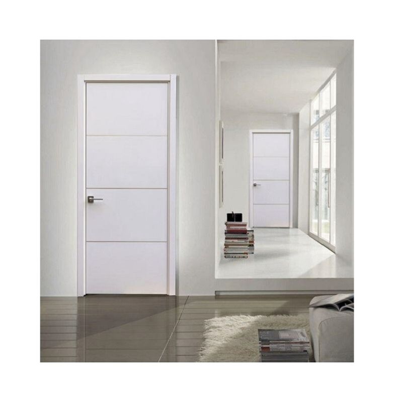 Moderno estilo sencillo de madera maciza de apertura lateral interior puerta de la habitación para una fácil instalación