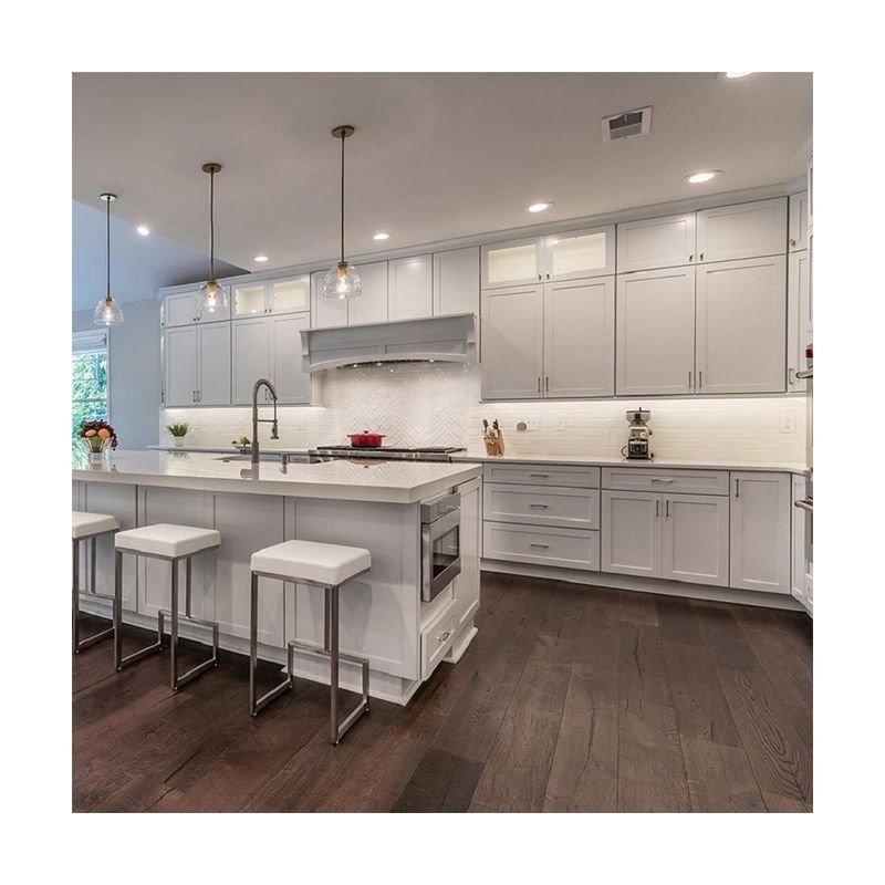 Cabinetes de cocina de madera inteligentes impermeables de tamaño personalizado con diseño de batidora a prueba de fuego del fregadero