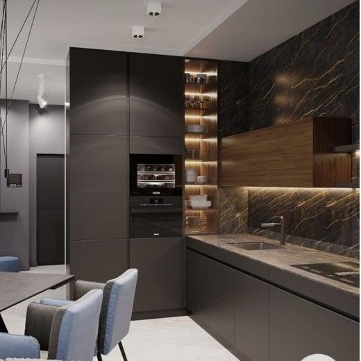 Cabinet de la pared de la cocina de lujo de color de chapa personalizado con encimera de piedra de cuarzo