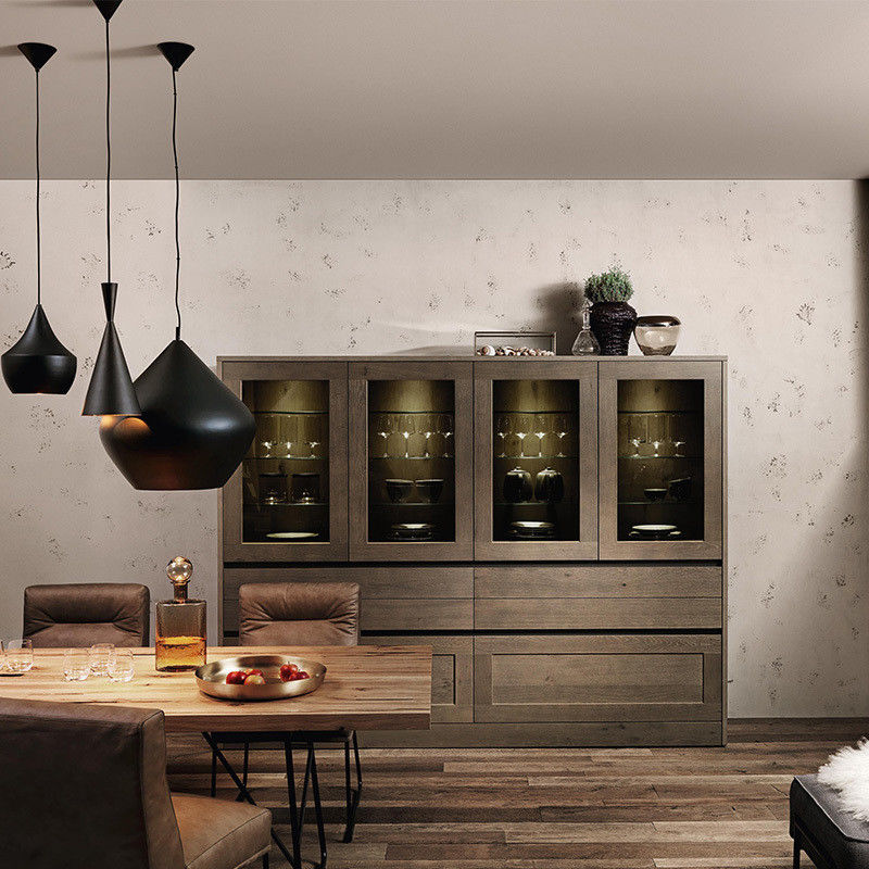 Armarios de cocina de madera maciza con bordes de encimera con bordes de escritorio y material de puerta MDF