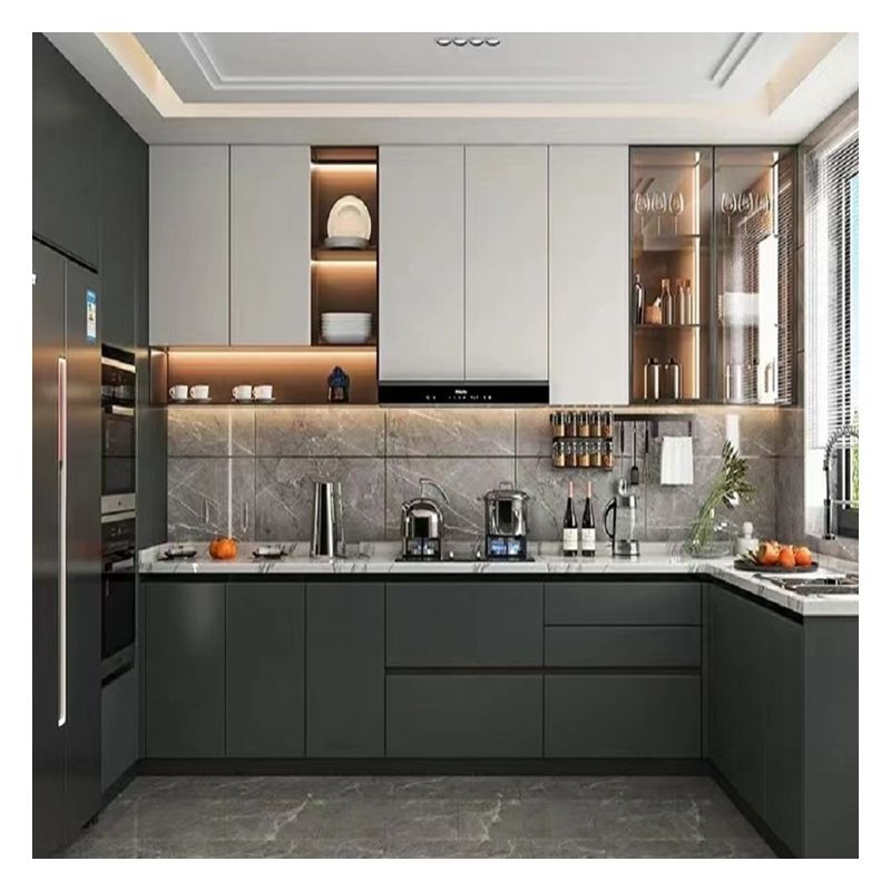 Flat Pack Kitchen Cabinetry Conjunto de gabinetes de cocina equipados con un diseño y accesorios modernos