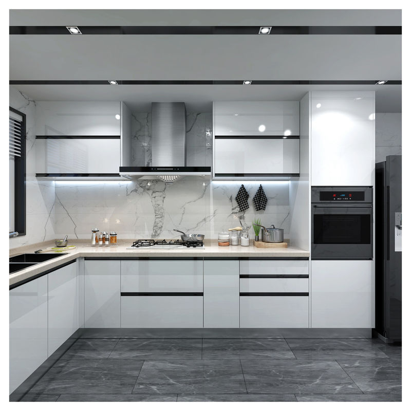 Ventaja impermeable y resistente al fuego gabinete de cocina completo de lujo estilo villa europea