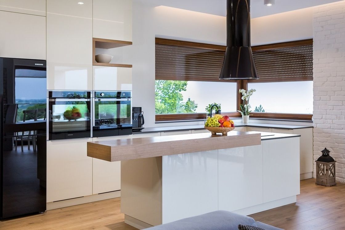 Ventaja impermeable y resistente al fuego gabinete de cocina completo de lujo estilo villa europea