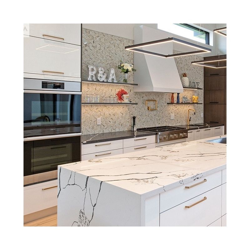 Armarios de cocina de lujo modulares de color personalizado con diseño moderno y acabado de chapa