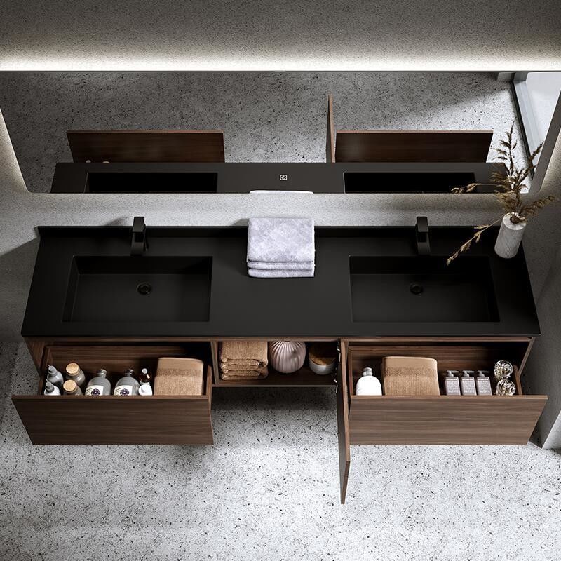 Vanidad de baño de estilo euro con ancho personalizado y material de carcasa MR-MDF desde arriba
