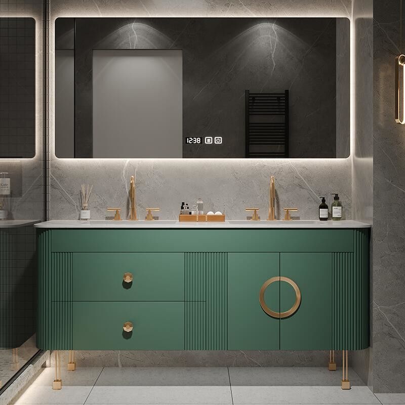 MR-MDF estilo europeo de lujo moderno de doble lavabo de baño de la vanidad para el pedido personalizado