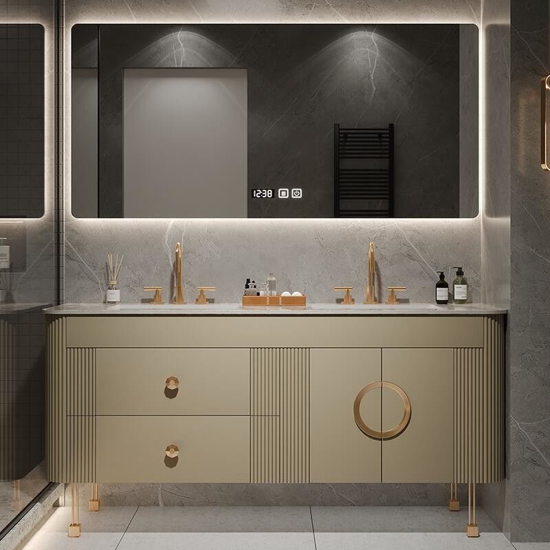 MR-MDF estilo europeo de lujo moderno de doble lavabo de baño de la vanidad para el pedido personalizado