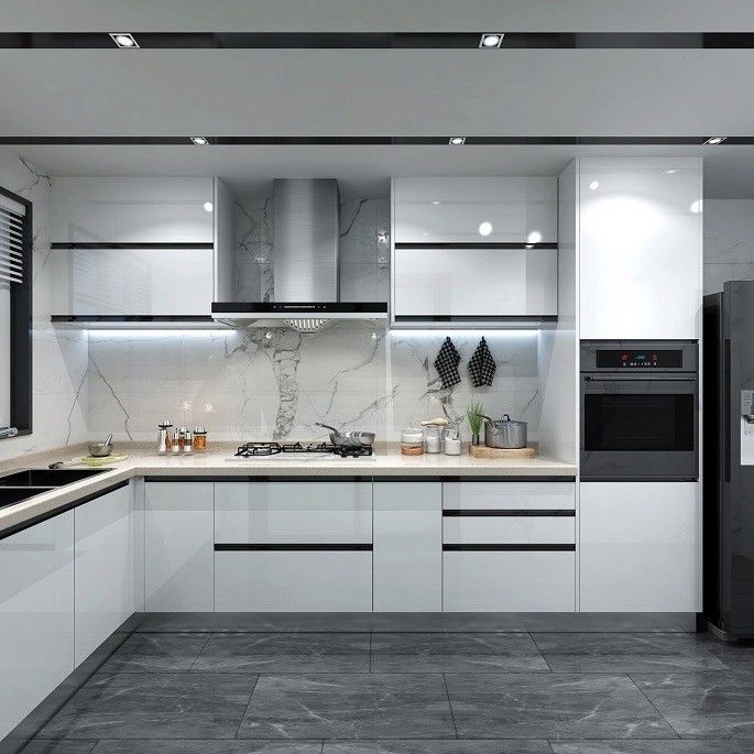 Armarios de cocina modulares completos para apartamentos de lujo de estilo europeo y tamaño personalizado