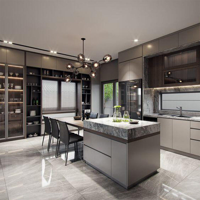 Armarios de cocina de madera inteligentes brillantes y de color veneer personalizados para el cambio de imagen de la cocina