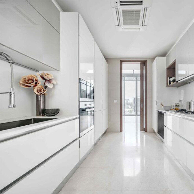 Armarios de cocina de madera inteligentes brillantes y de color veneer personalizados para el cambio de imagen de la cocina