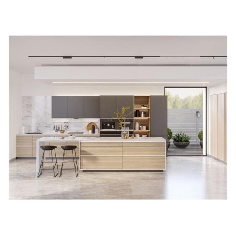 Gabinete de cocina de apartamento con color Ral personalizado y diseño CAD / 3D profesional