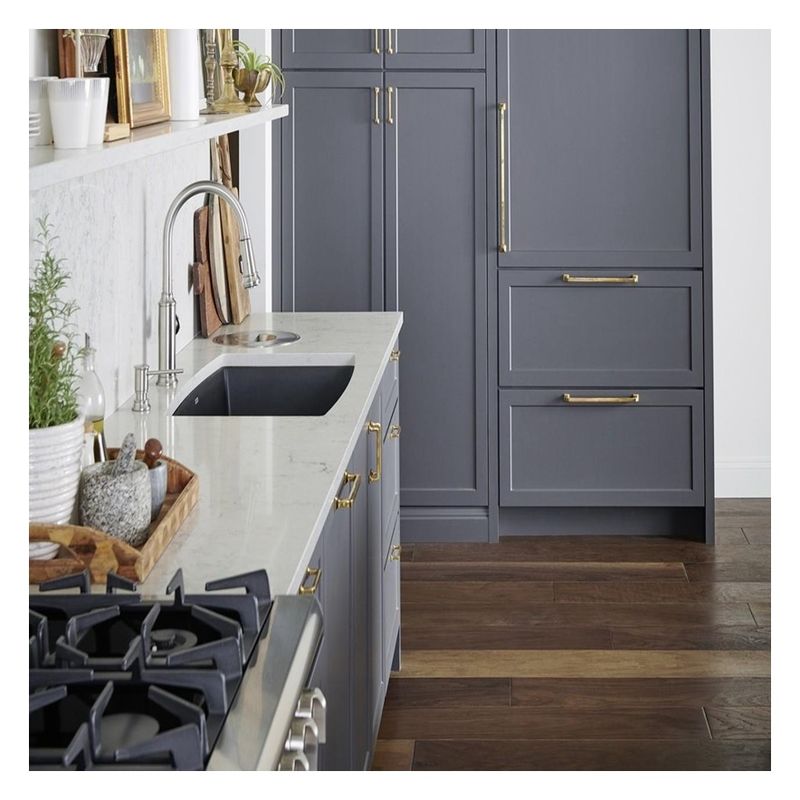 Gabinete de cocina de apartamento con color Ral personalizado y diseño CAD / 3D profesional