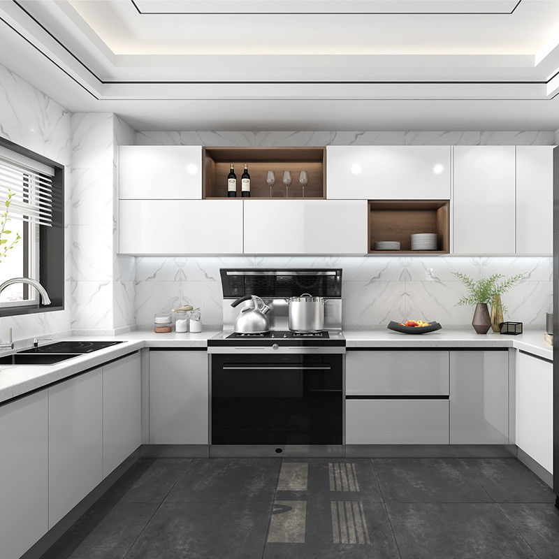 Color de carilla personalizado YALIG Moderno estilo de madera lujoso gabinete de cocina de gama alta