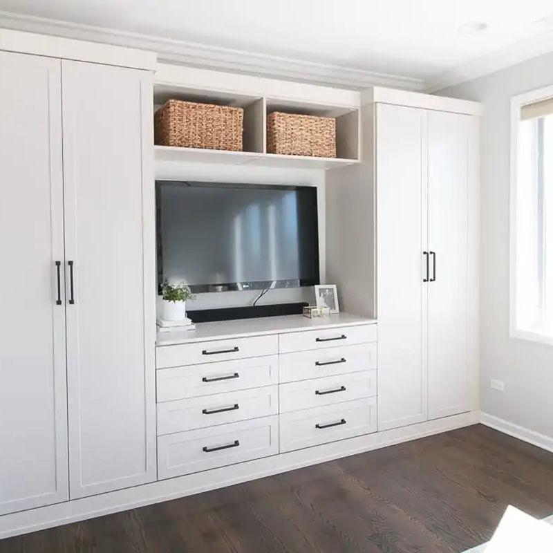 Conjunto de muebles modernos para el guardarropa de dormitorio Diseño incorporado y opciones 2D / 3D