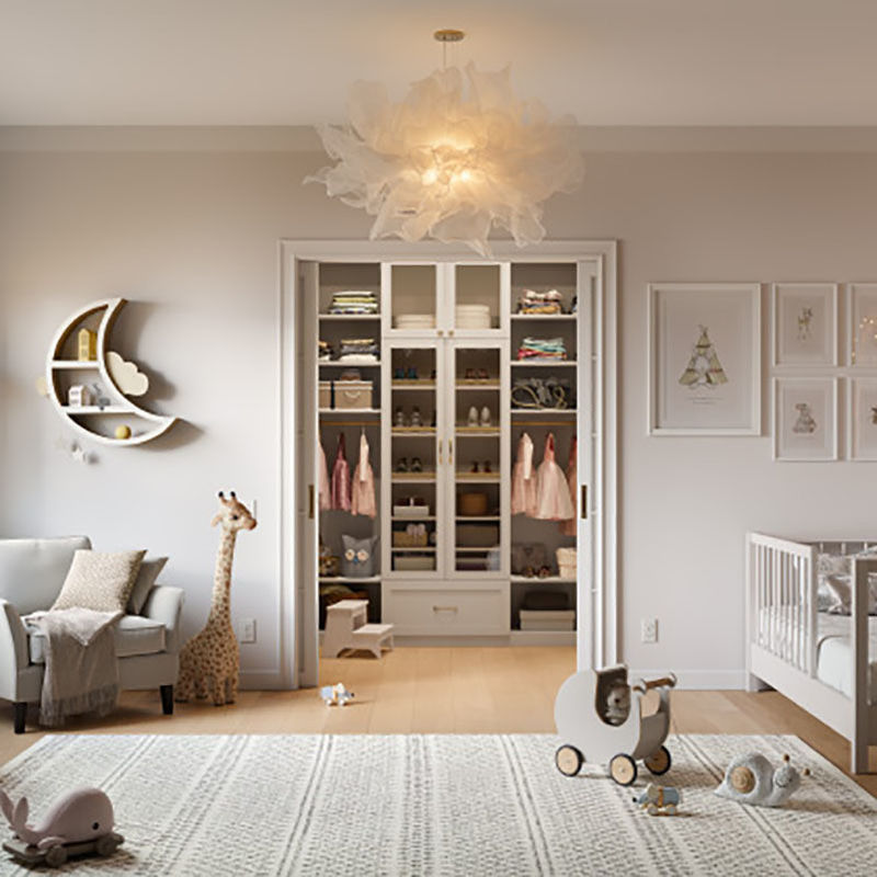 Conjunto de muebles modernos para el guardarropa de dormitorio Diseño incorporado y opciones 2D / 3D